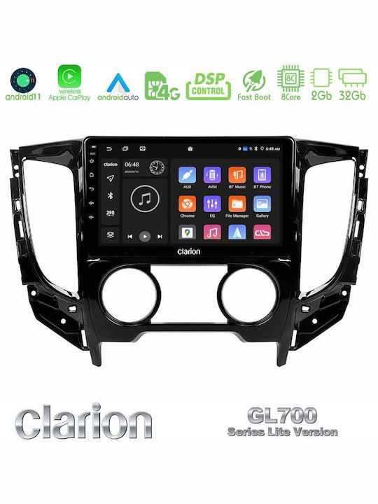 Clarion Auto-Audiosystem für Fiat Vollrück Mitsubishi L200 2015-2019 mit A/C (Bluetooth/USB/WiFi/GPS/Apple-Carplay/Android-Auto) mit Touchscreen 9"