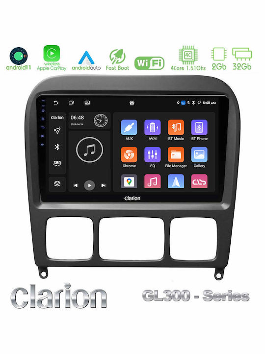 Clarion Sistem Audio Auto pentru Mercedes-Benz Clasa S 1999-2004 (Bluetooth/USB/AUX/WiFi/GPS/Apple-Carplay/Android-Auto) cu Ecran Tactil 9"