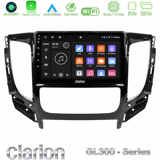 Clarion Car Audio System for Fiat Fullback Mitsubishi L200 2015-2019 with A/C (Bluetooth/USB/AUX/WiFi/GPS/Apple-Carplay/Android-Auto) with Touch Screen 9"