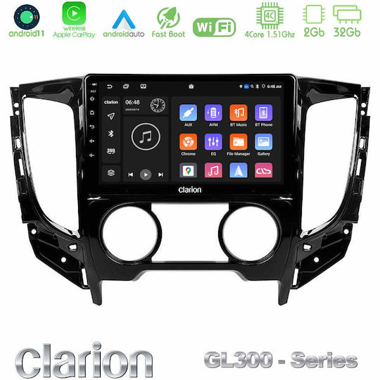 Clarion Car Audio System for Fiat Fullback Mitsubishi L200 2015-2019 with A/C (Bluetooth/USB/AUX/WiFi/GPS/Apple-Carplay/Android-Auto) with Touch Screen 9"