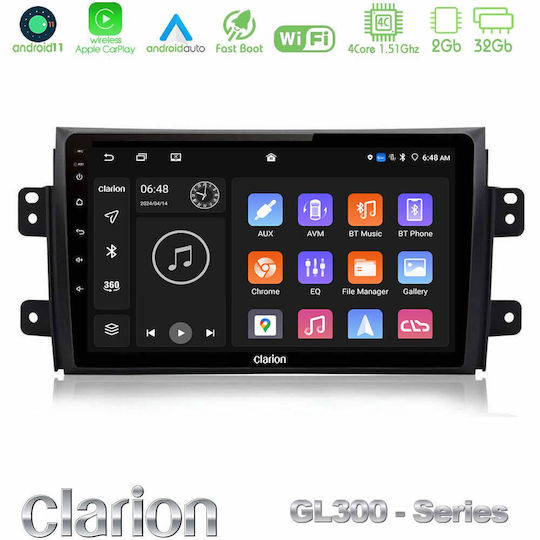 Clarion Auto-Audiosystem für Fiat Sechzehn Suzuki SX4 2005-2013 (Bluetooth/USB/AUX/WiFi/GPS/Apple-Carplay/Android-Auto) mit Touchscreen 9"