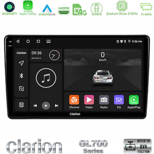 Clarion Car Audio System for Peugeot Partner / Partner Tepee Citroen Berlingo 2008-2018 (Bluetooth/USB/WiFi/GPS/Apple-Carplay/Android-Auto) with Touch Screen 9"