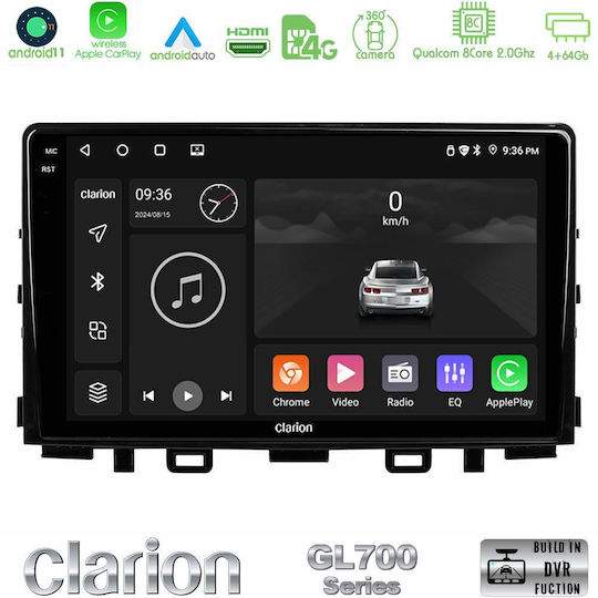 Clarion Auto-Audiosystem für Kia Stonic / Rio 6125 (Bluetooth/USB/WiFi/GPS/Apple-Carplay/Android-Auto) mit Touchscreen 9"