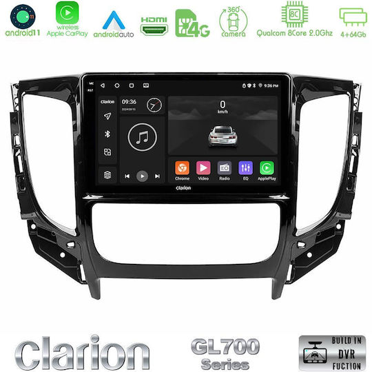 Clarion Car Audio System for Fiat Fullback Mitsubishi L200 6125 with A/C (Bluetooth/USB/WiFi/GPS/Apple-Carplay/Android-Auto) with Touch Screen 9"