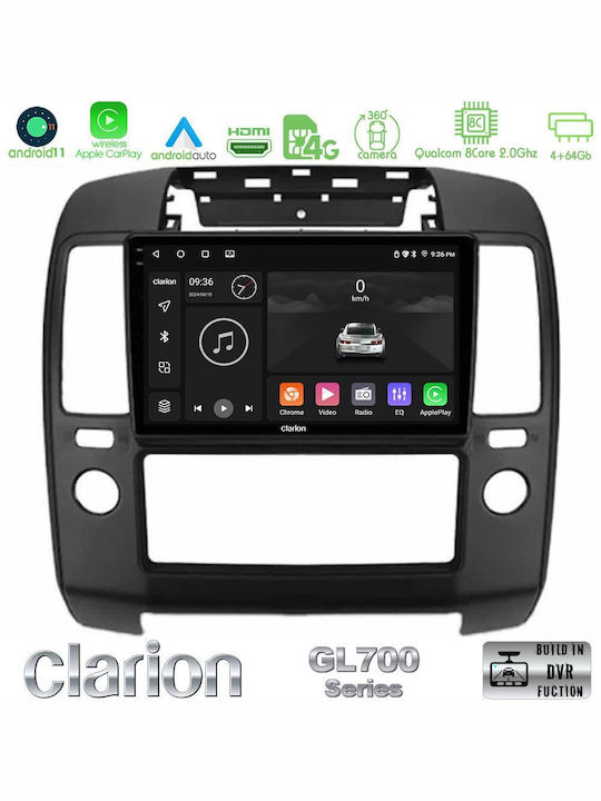 Clarion Auto-Audiosystem für Nissan Navara / Pfadfinder 2006-2011 mit A/C (Bluetooth/USB/WiFi/GPS/Apple-Carplay/Android-Auto) mit Touchscreen 9"