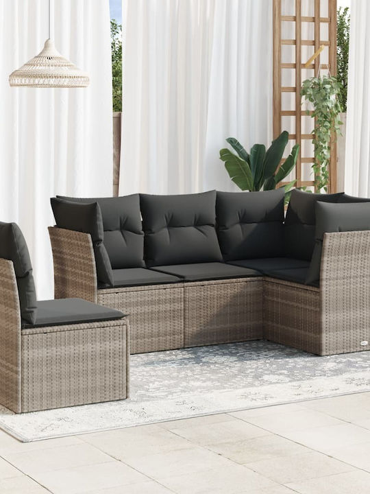 Canapea Cu Patru Locuri De Exterior Din Rattan Cu Perne 55x55x69cm