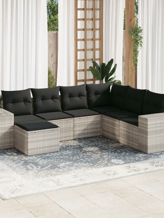 Corner Outdoor Sofa Rattan with Cushions 55x55x...