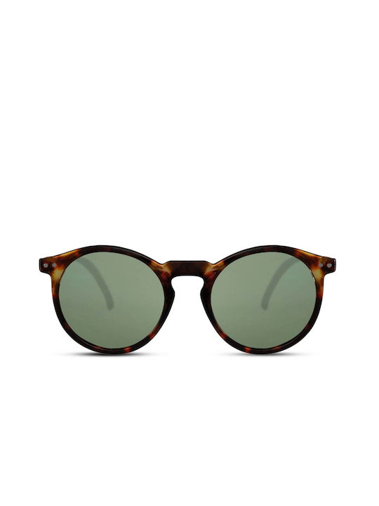 LimeShade Sunglasses with Brown Tartaruga Plastic Frame and Green Lens LS6443