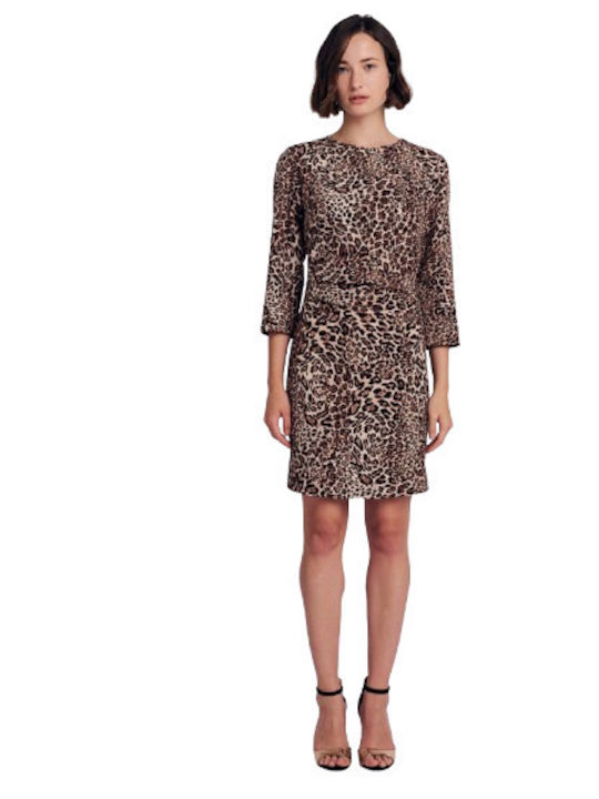 Mini Φόρεμα Ντραπέ Animal Print
