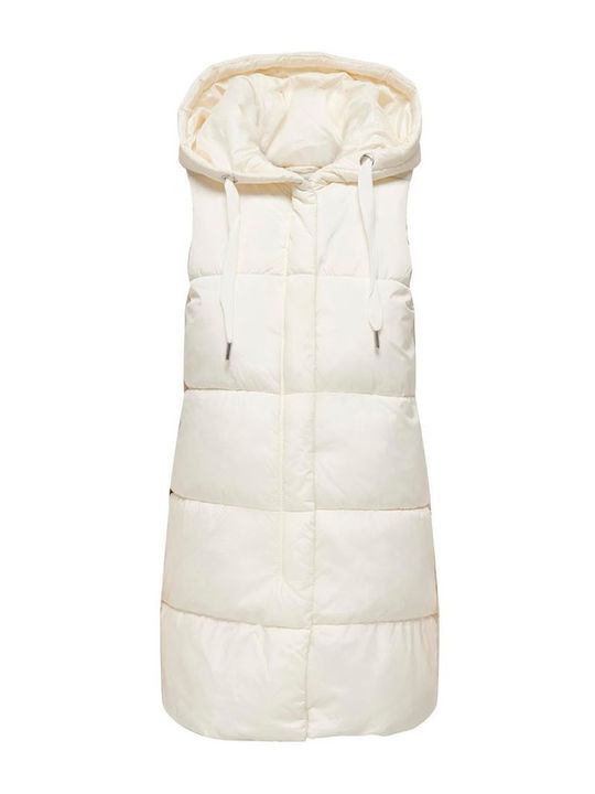 Only Women's Short Lifestyle Jacket for Winter with Hood Beige