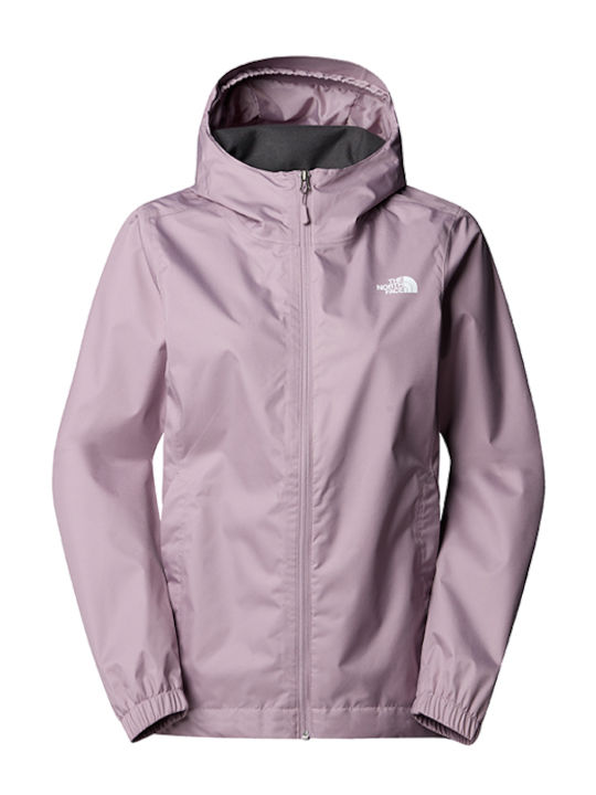 The North Face Quest Women's Short Lifestyle Jacket Waterproof and Windproof for Spring or Autumn with Hood Rose