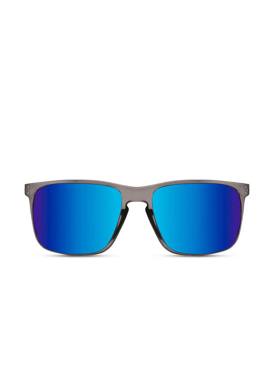 LimeShade Sunglasses with Gray Plastic Frame and Blue Mirror Lens LS6528