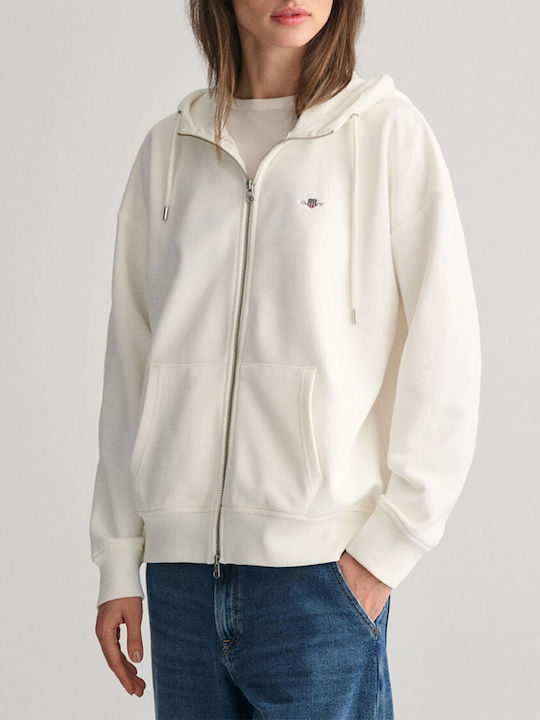 Gant Damen Sweatshirtjacke Kapuzen White