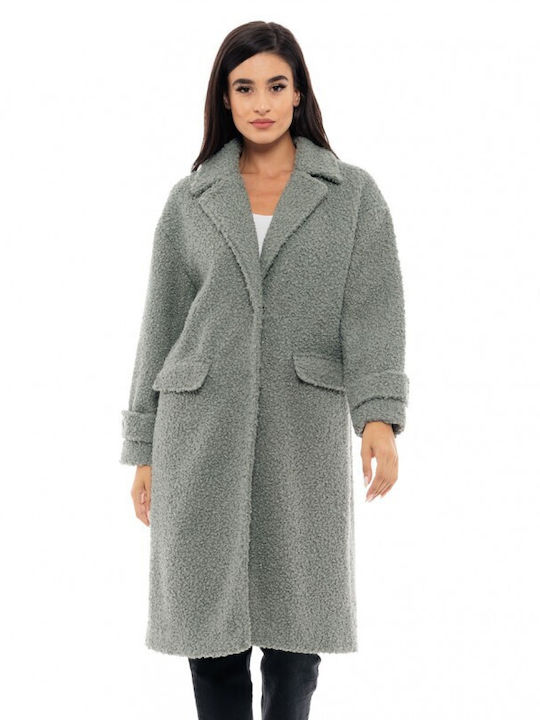 Splendid Women's Long Coat with Buttons Mint