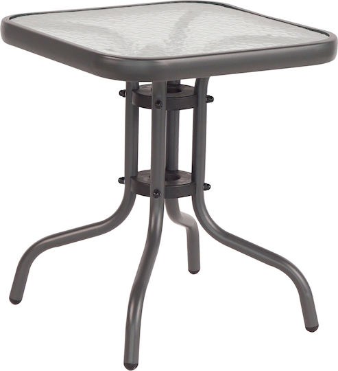 Auxiliary Table for Small Outdoor Spaces Wooden with Metal Frame Figo Grey 45x45x51cm