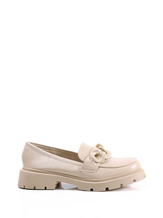 Ligglo Lackleder Damen Loafers in Beige Farbe