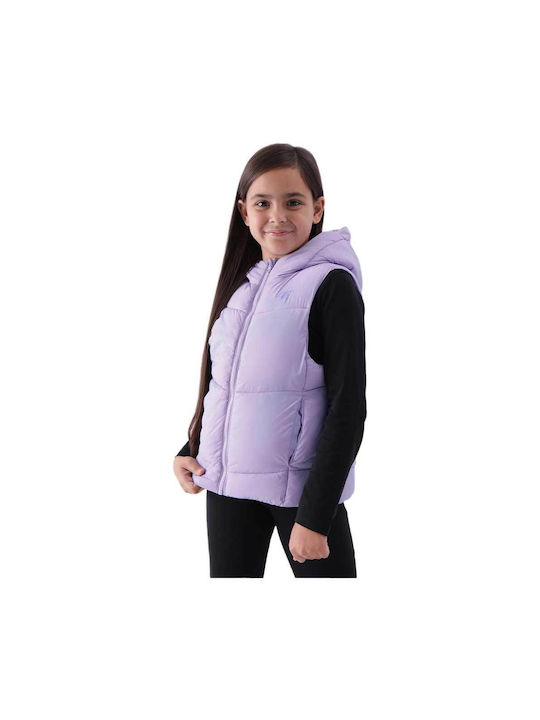 4F Waterproof Kids Casual Jacket Sleeveless Short with Lining & Hood Lilac