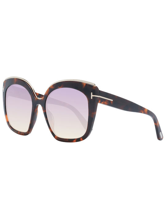 Tom Ford Women's Sunglasses with Brown Tartaruga Plastic Frame and Purple Gradient Lens FT0944 55B