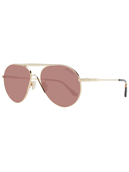 Tom Ford Ochelari de soare cu Aur Din metal Rame și Roz Lentilă FT0773 30E