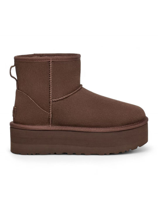 Ugg Australia W 1134991 Classic Mini Γυναικεία Μποτάκια με Πλατφόρμα Καφέ