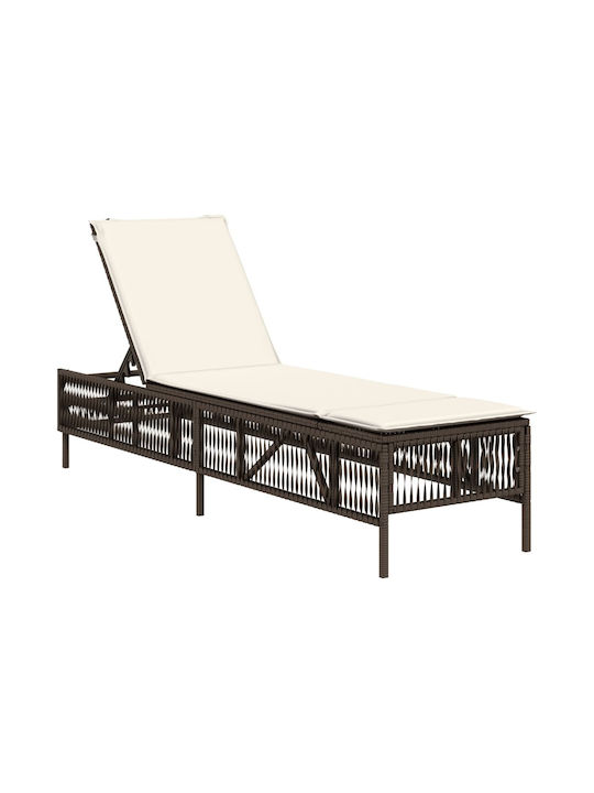 Șezlong Rattan cu Pernă Maro 198x55x39cm