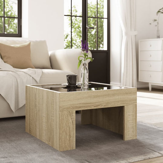 Square Glass Side Table Sonoma Oak 50x50x30 cm