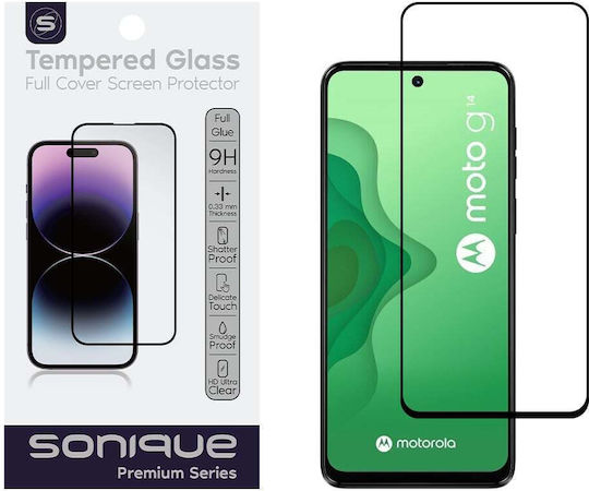 Hardy Glass Sonique Premium Series HD Full Cover 9H Motorola Moto G14 4G Black