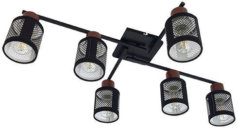 Elmark Delia Decken- und Wandleuchte Mit 6 Spots Und E27 Lampenbirnensockel In Schwarz Farbe