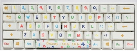 Ducky x SOU SOU One 2 Gaming Μηχανικό Πληκτρολόγιο 60% με Cherry MX Silent Red διακόπτες και RGB φωτισμό (International English) Λευκό
