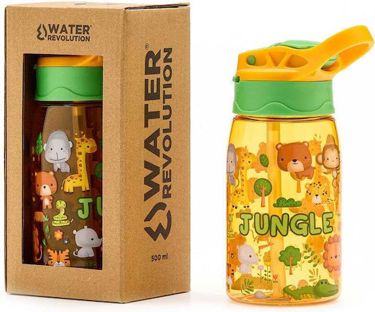 Water Revolution Jungle Παγούρι Tritan 'ζούγκλα' Καλαμάκι 500ml Κίτρινο