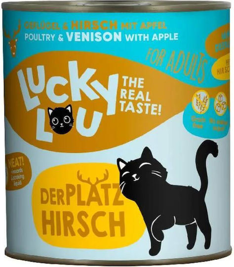 Lucky Lou LifeStage Υγρή Τροφή για Ενήλικες Γάτες σε Κονσέρβα με Ελάφι και Πουλερικά χωρίς Σιτηρά 800gr & Μήλο