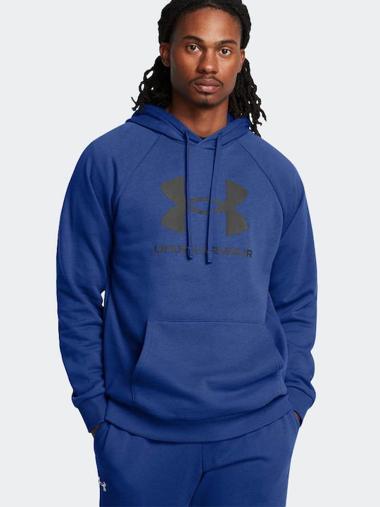 Under Armour Ua Rival Herren Sweatshirt mit Kapuze und Taschen Blau