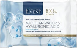 Event Micellar Water & Hyaluonic Acid Tücher Make-up Entferner 40Stück