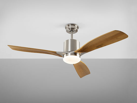 Schuller Ceiling Fan 132cm with Light Fixture Brown / Silver