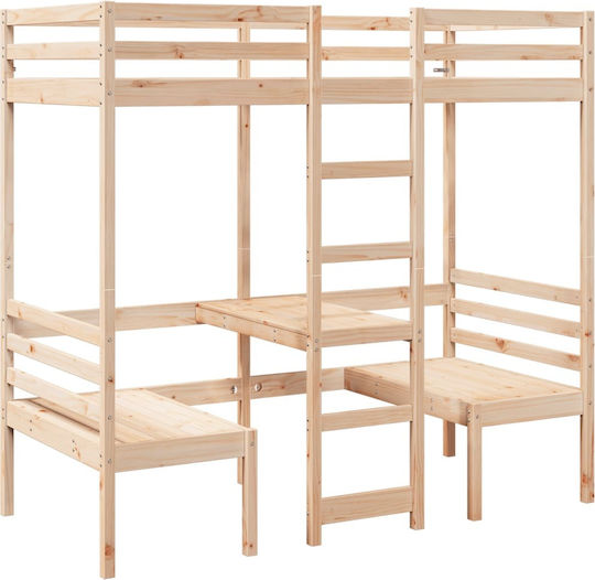Kids Bed Loft Bed Single with Desk Beige for Mattress 75x190cm