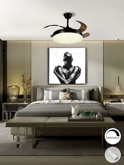 Vento Ceiling Fan 35cm with Light Fixture Black