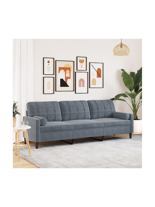 Dreisitzer Samt Sofa Dunkelgrau mit Dekokissen ...