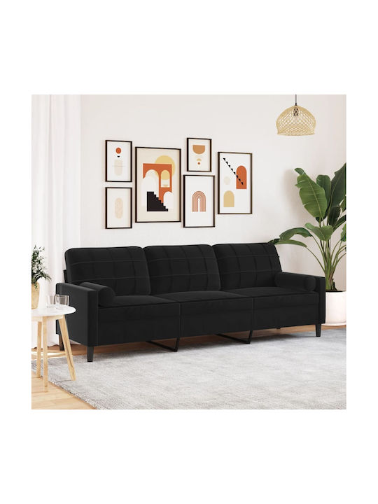 Dreisitzer Sofa Samt Schwarz mit Dekokissen 226...