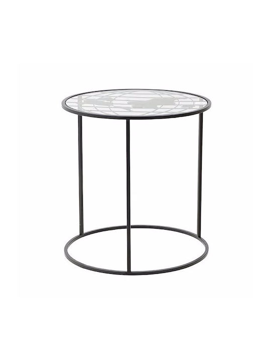 Round Side Table Glass Black L60xW60xH60cm