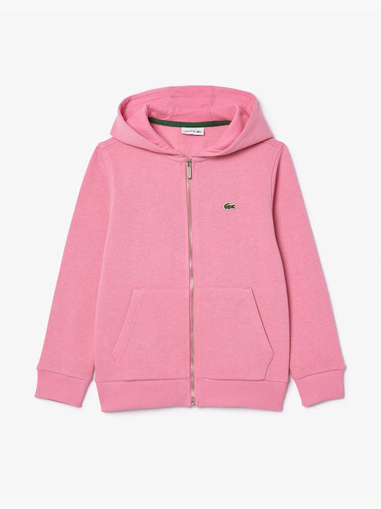 Lacoste Παιδική Ζακέτα Φούτερ με Κουκούλα Pink