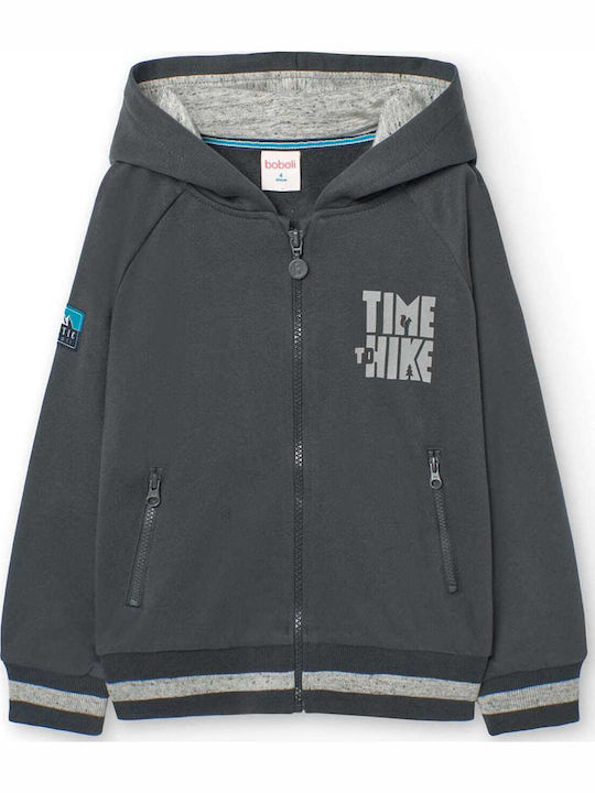 Kids Sweatshirt Cardigan Fleece with Hood Dark Grey