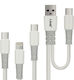 LinQ Regular Cablu USB la Lightning / Type-C / micro USB cu mai multe porturi Negru 1.2m (TPC9133)