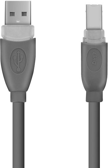 LinQ USB 2.0 Кабел USB-A мъжки - USB-B мъжки Сив 3м