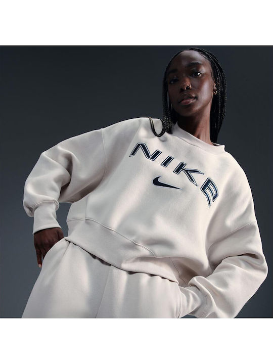 Nike Μακρύ Γυναικείο Φούτερ Λευκό