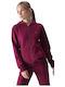 Women's Sweatshirt Jacket Hooded Burgundy