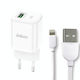 Inkax Φορτιστής με Θύρα USB-A και Καλώδιο Lightning Λευκός (HC-01)