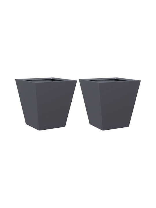 vidaXL Set 2 Jardiniere Metalice Cărbune de lemn