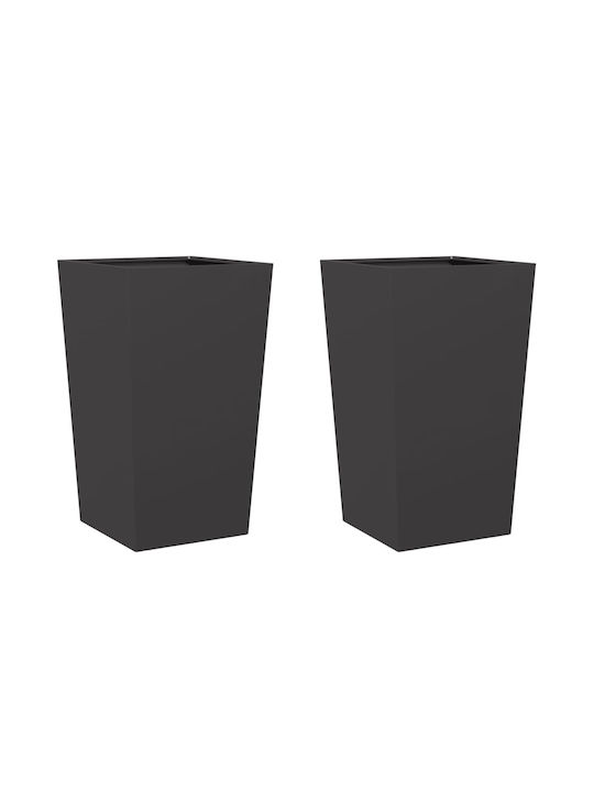 vidaXL Set 2 Blumenkästen Metall Black