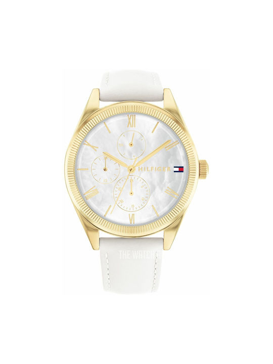 Tommy Hilfiger Watch with White Leather Strap