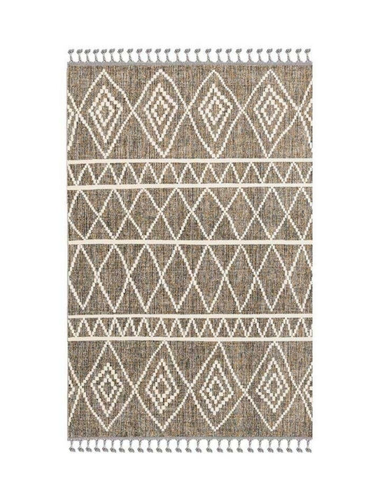 Dhome Lucrat manual Covor Rectangular cu franjuri Rug Zeni 75545b 130x90x50cm